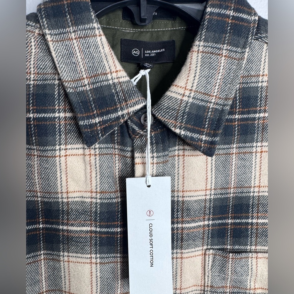 AG Aidan Plaid Flannel Button Down Shirt NWT - Picture 9 of 10